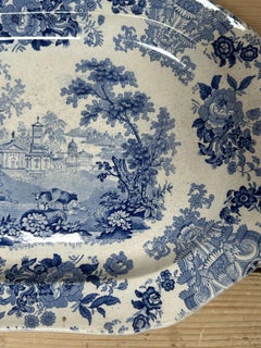 Morea ceramic large platter by Minton or Thomas Dimmock in Staffordshire, 1840