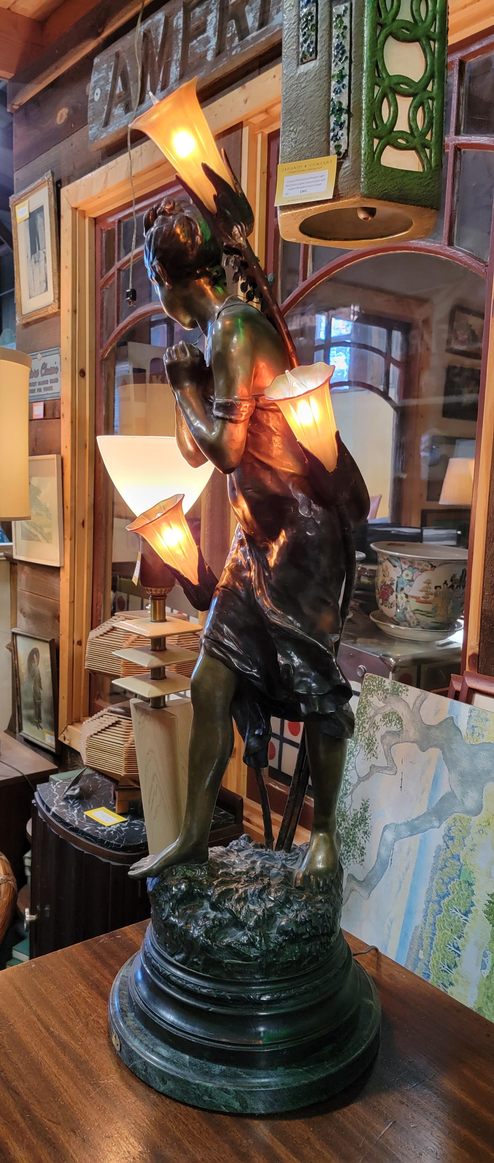 Moreau Bronze Art Nouveau Figural Lamp 4