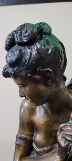 Moreau Bronze Art Nouveau Figural Lamp