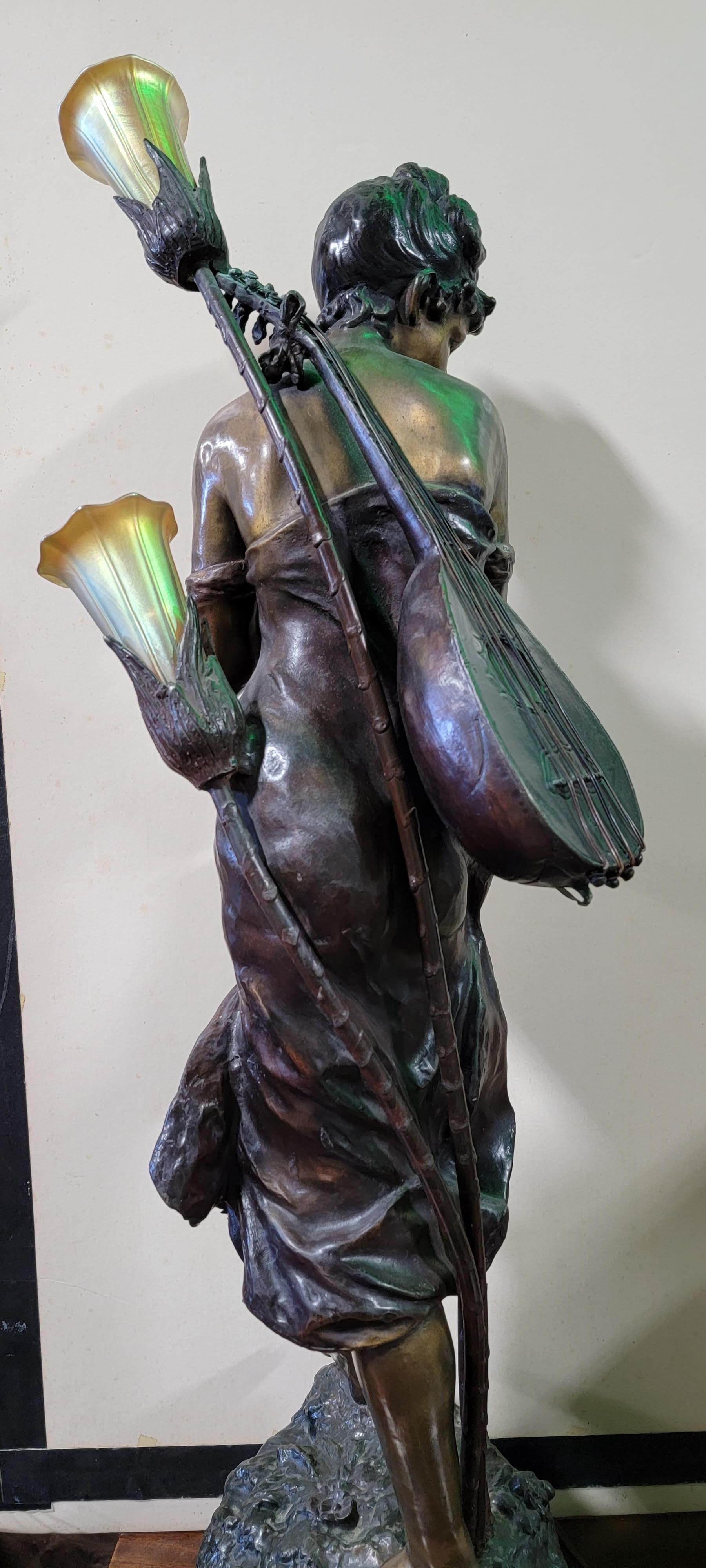 Moreau Bronze Art Nouveau Figural Lamp 2