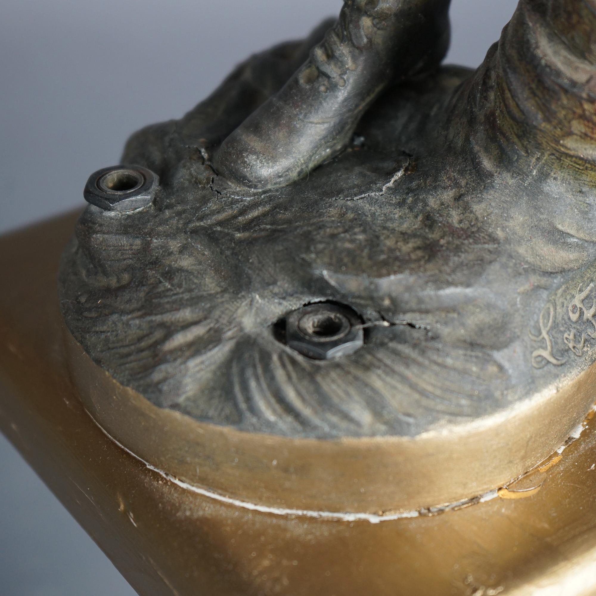 Statue de joueur sur pied en métal bronzé Moreau sur colonne cannelée en marbre C1900 en vente 11
