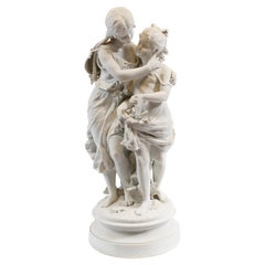 Moreau Girls Statue Parian Biscuit Porcelain Copeland 1880