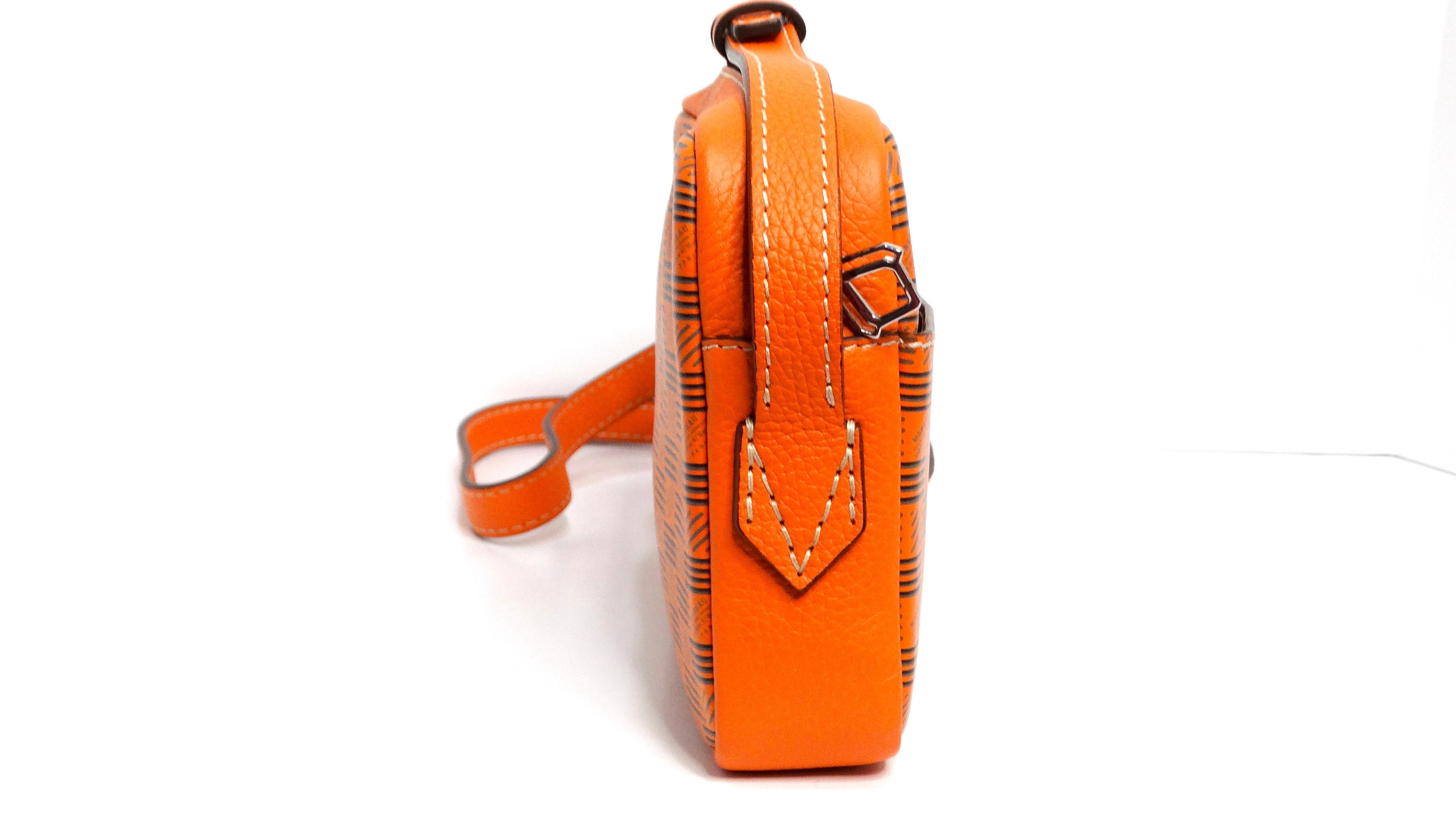 Moreau Savoie Orange Monogram Leather Crossbody Bag In Good Condition For Sale In Scottsdale, AZ