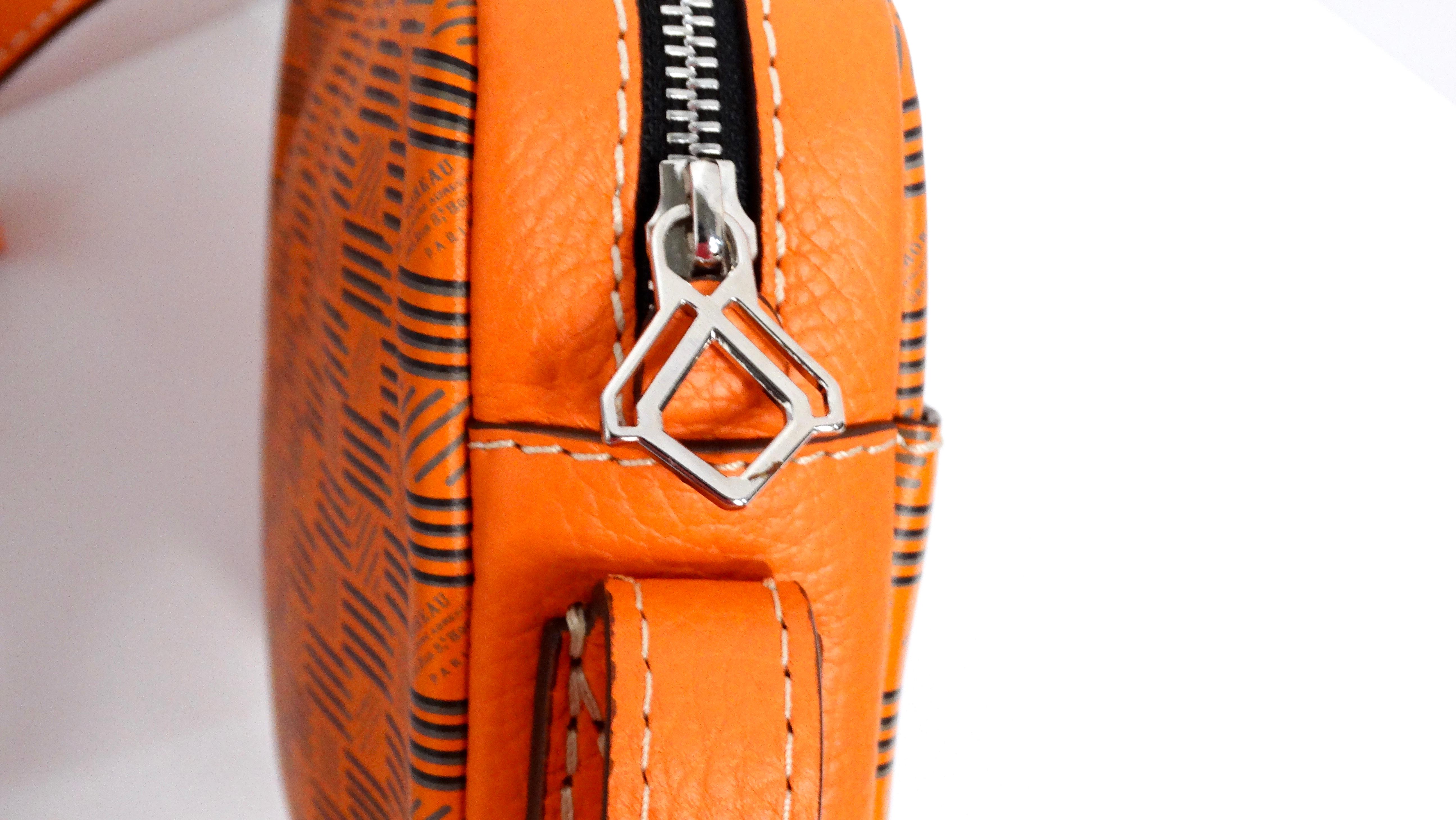 Women's or Men's Moreau Savoie Orange Monogram Leather Crossbody Bag For Sale
