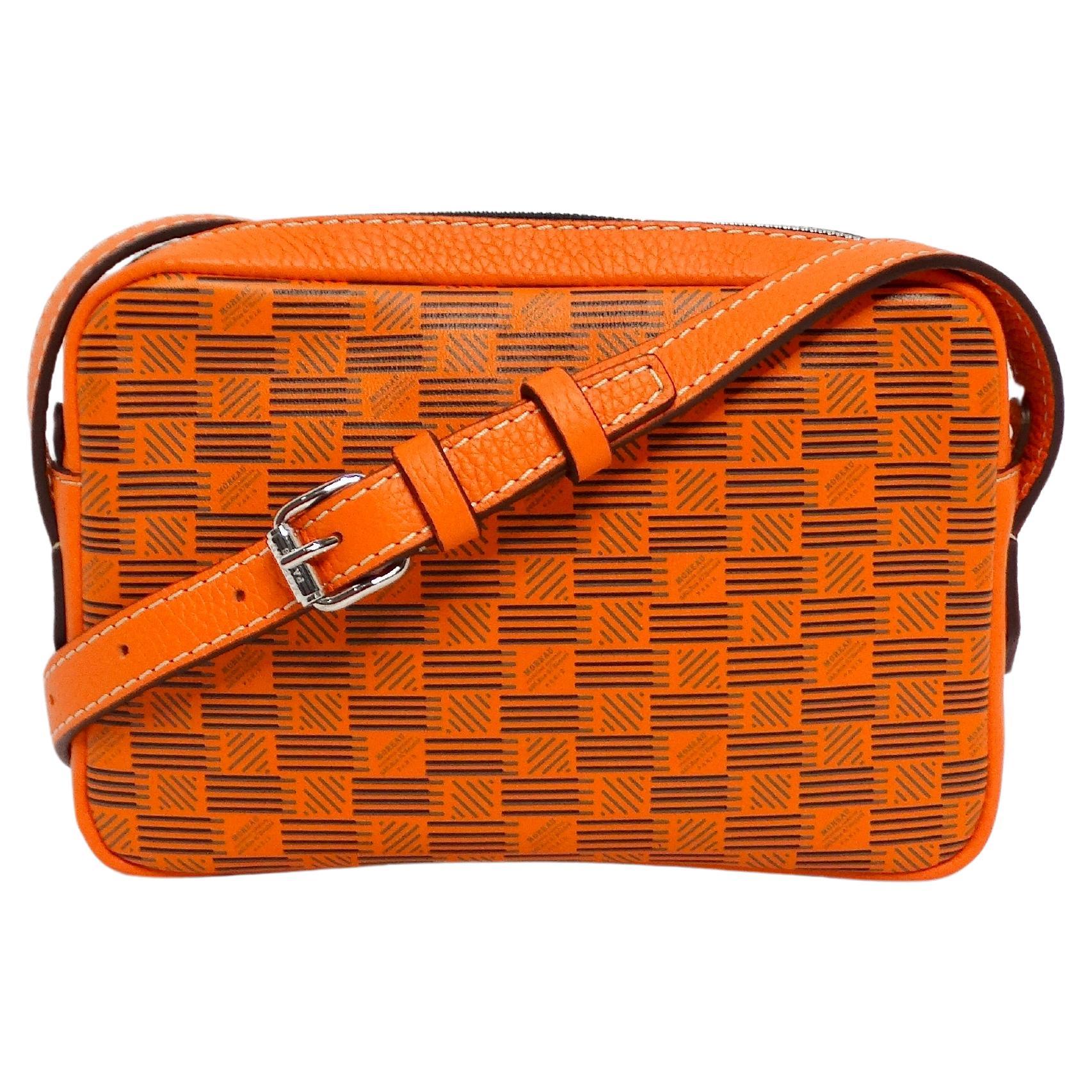 Moreau Savoie Orange Monogram Leather Crossbody Bag For Sale
