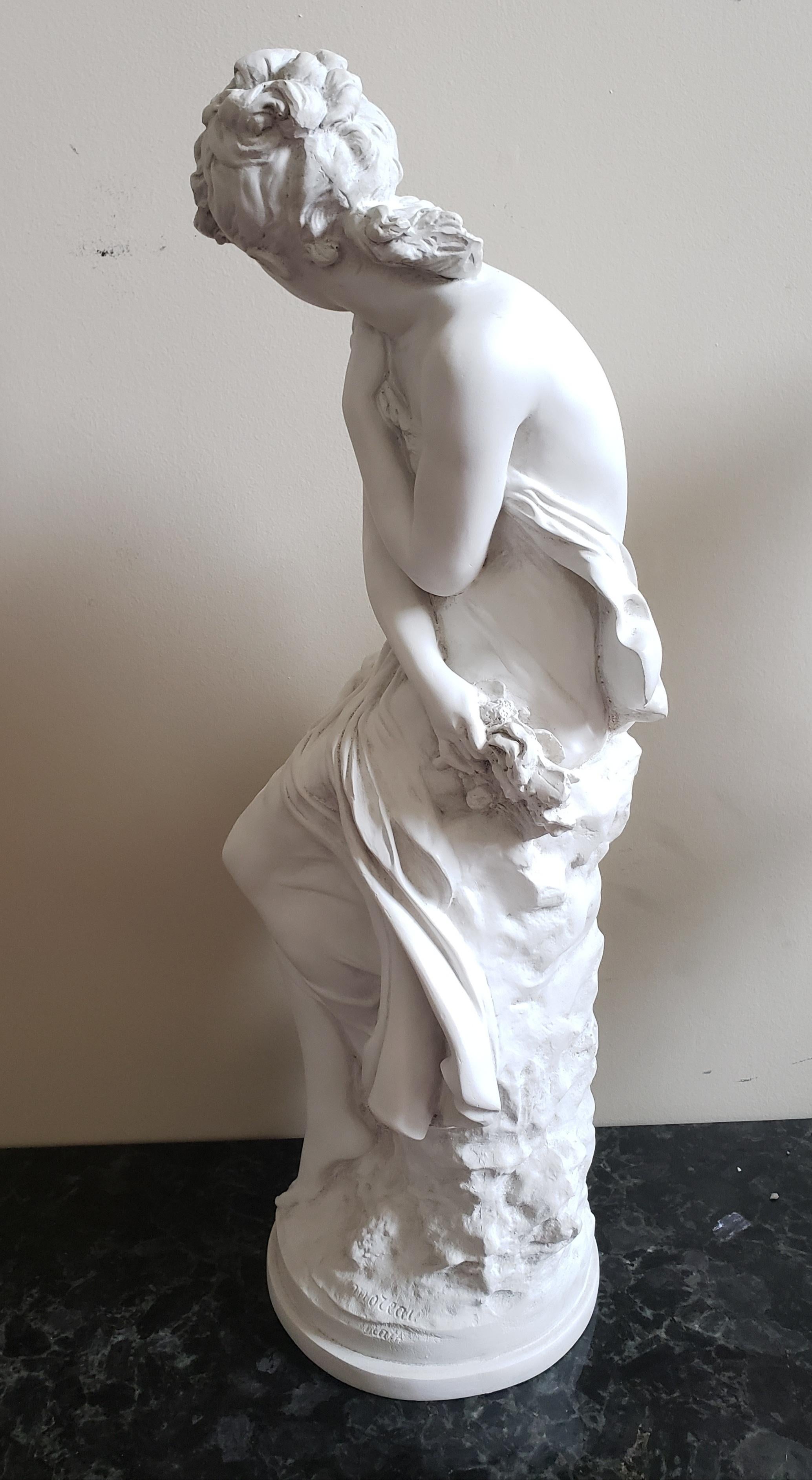 Molded Moreau Signed Plaster Figural Statue, Circa 1930s