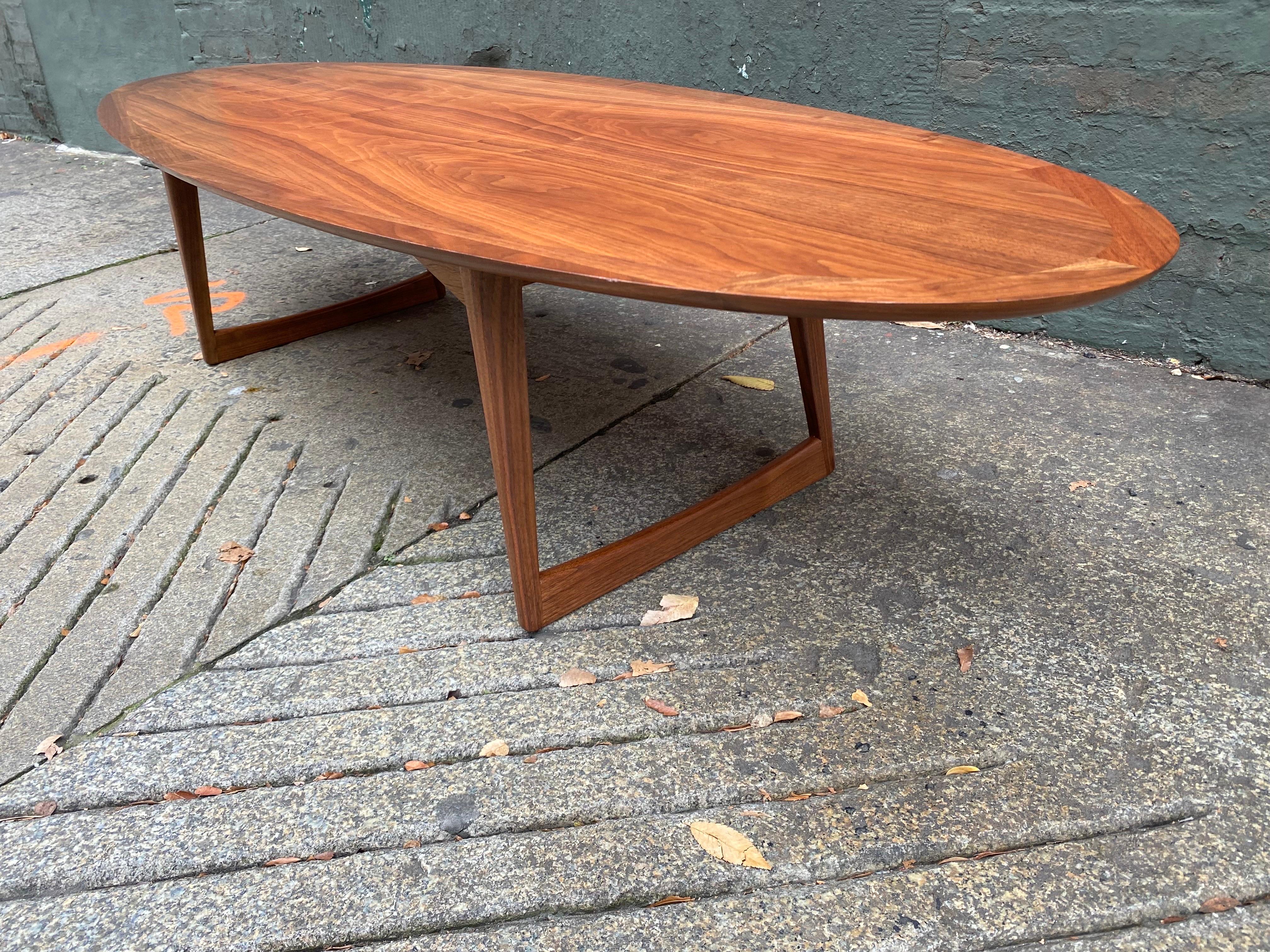Scandinavian Modern Moreddi Teak Surfboard Coffee Table For Sale