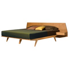 Morelato Gio' double Bed, Made of Cherrywood with Drawers on Headboard