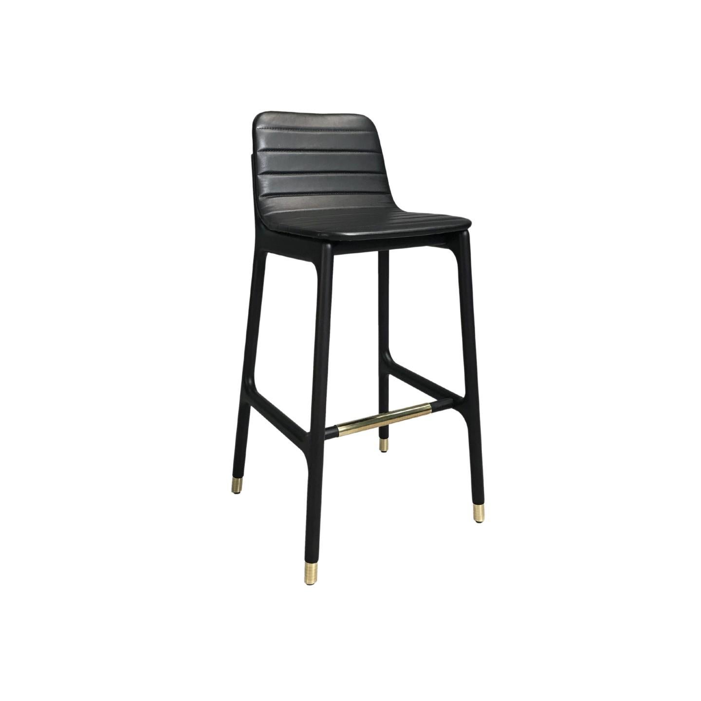 Italian Morelato - Joyce Contemporary Stool in Ashwood and Leather For Sale