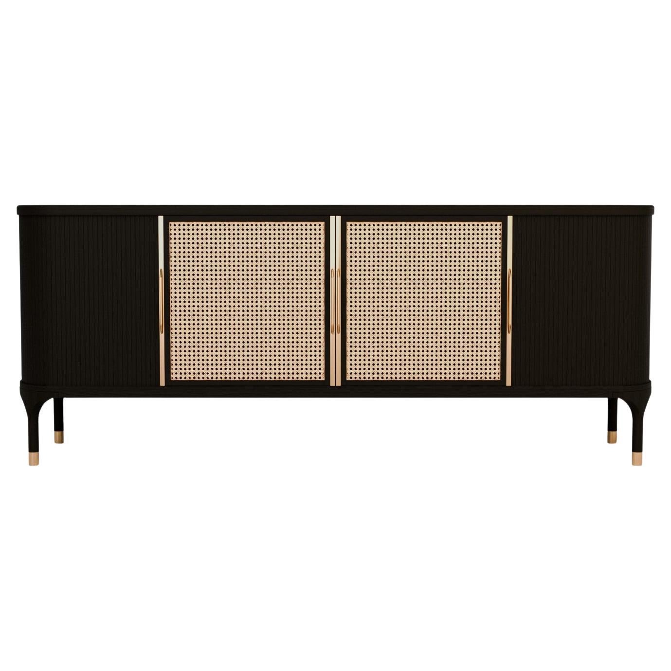 Morelato Joyce Sideboard, in Ashwood with Straw Doors and brass handless For Sale