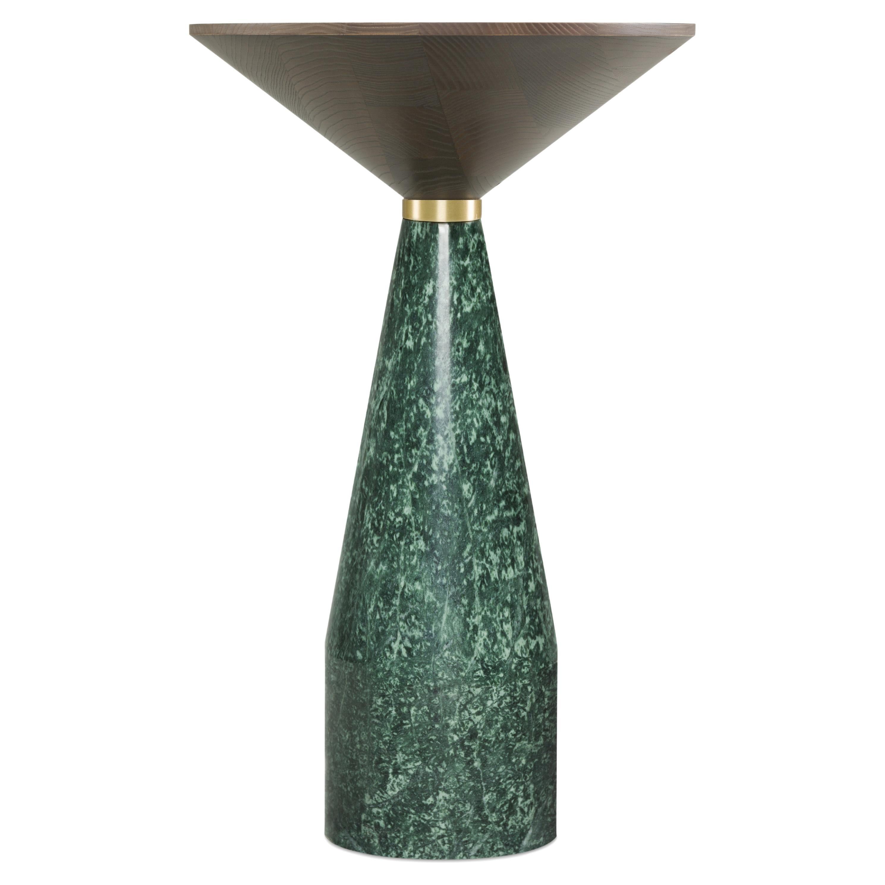 Morelato, Side Table in Guatemala Green Marble and Ash Wood For Sale