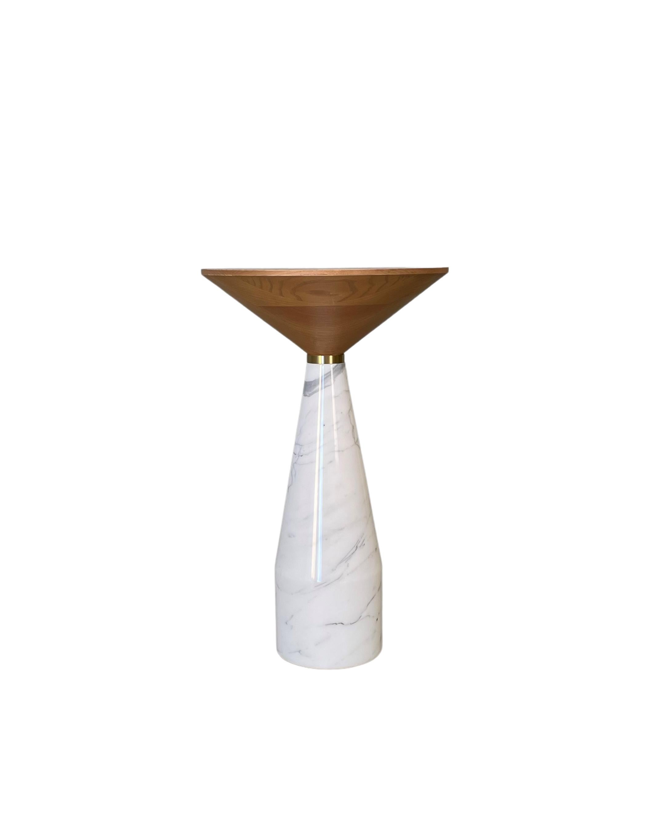 Morelato, Side Table in White Carrara Marble and Ash Wood In New Condition For Sale In Salizzole, IT