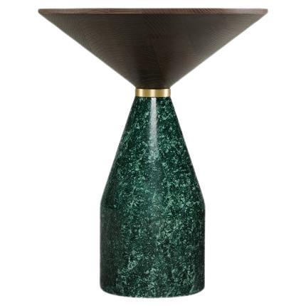 Morelato, Small Side Table in Guatemala Green Marble and Ash Wood For Sale