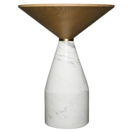Morelato, Petite table d'appoint en marbre de Carrare blanc et Wood Wood en vente