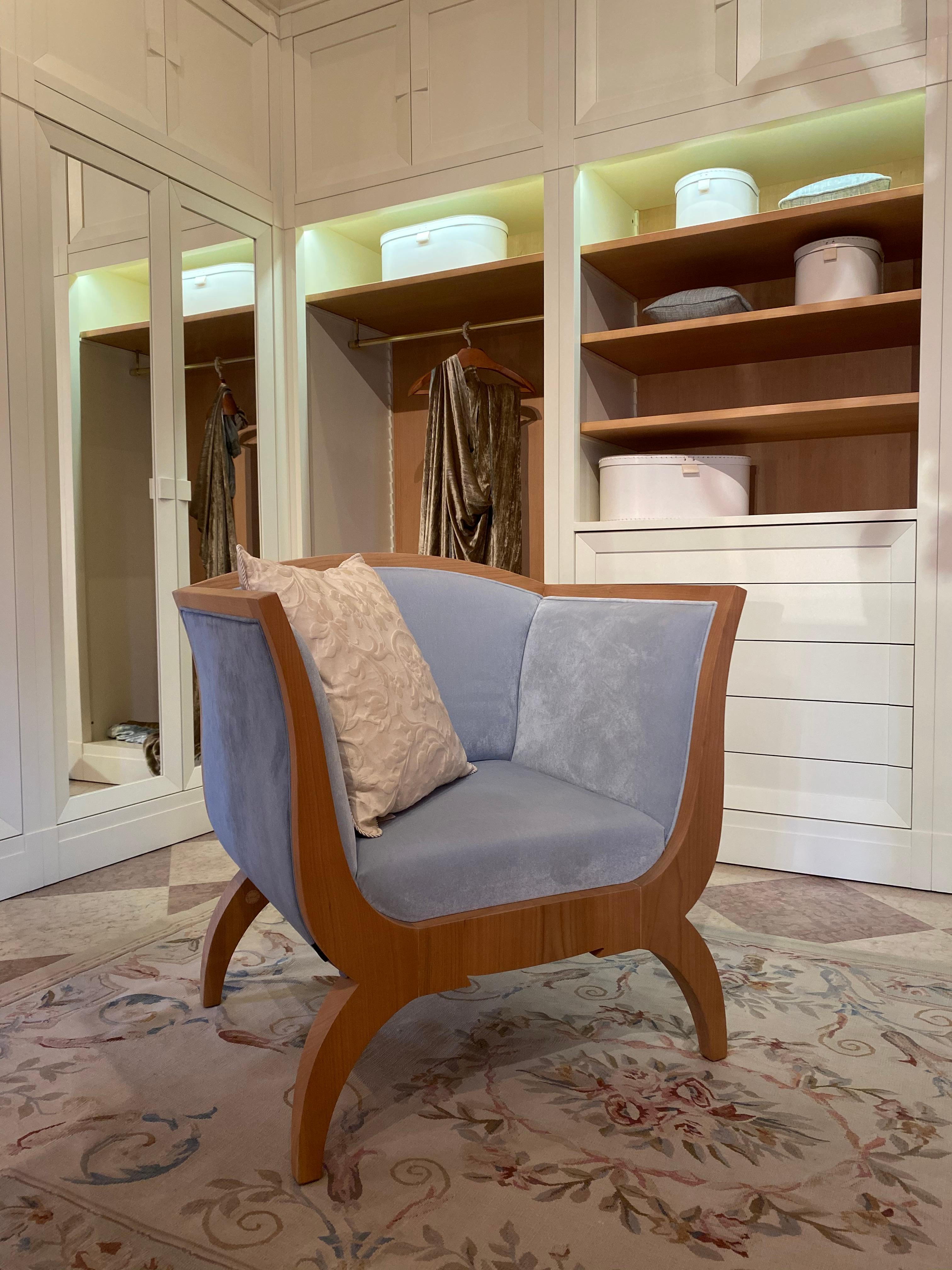 italien Fauteuil Morelato en bois de style Biedermeier