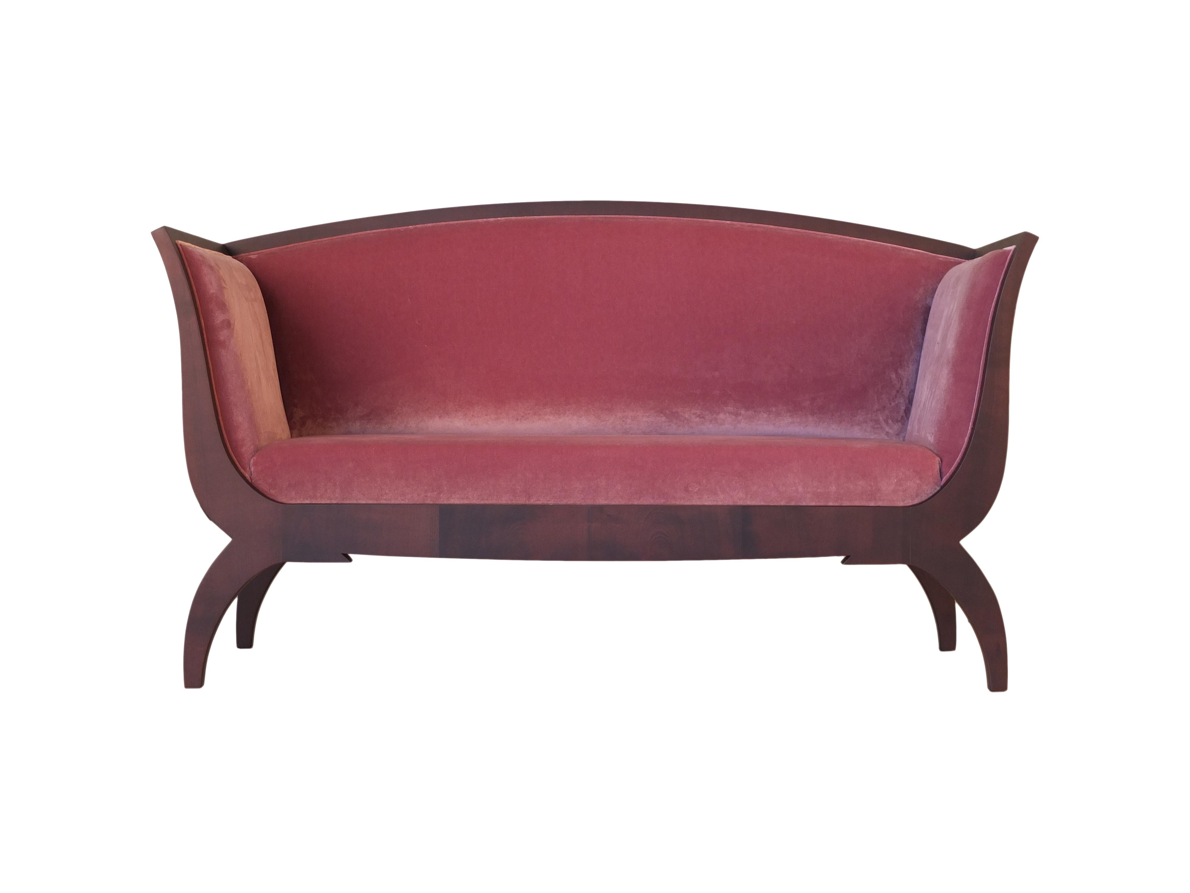 Italian Morelato Wooden Sofa in Biedermeier Style