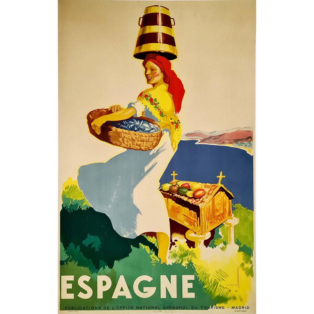 Original vintage travel poster realised by Morell in 1950 for tourism in Spain For Sale 1