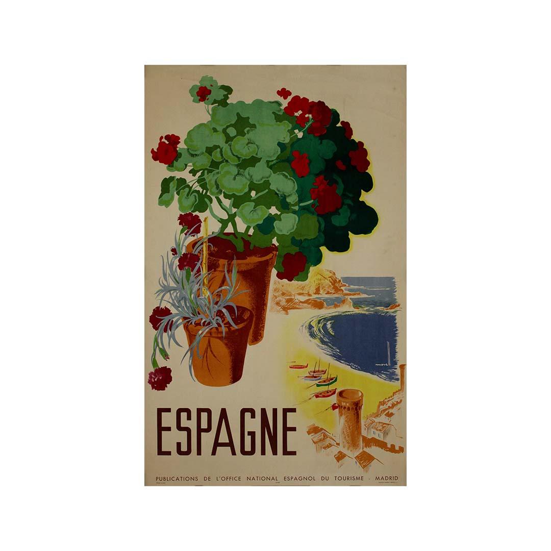 Circa 1950 Espagne Baléares travel poster, created by the artist Morell For Sale 3
