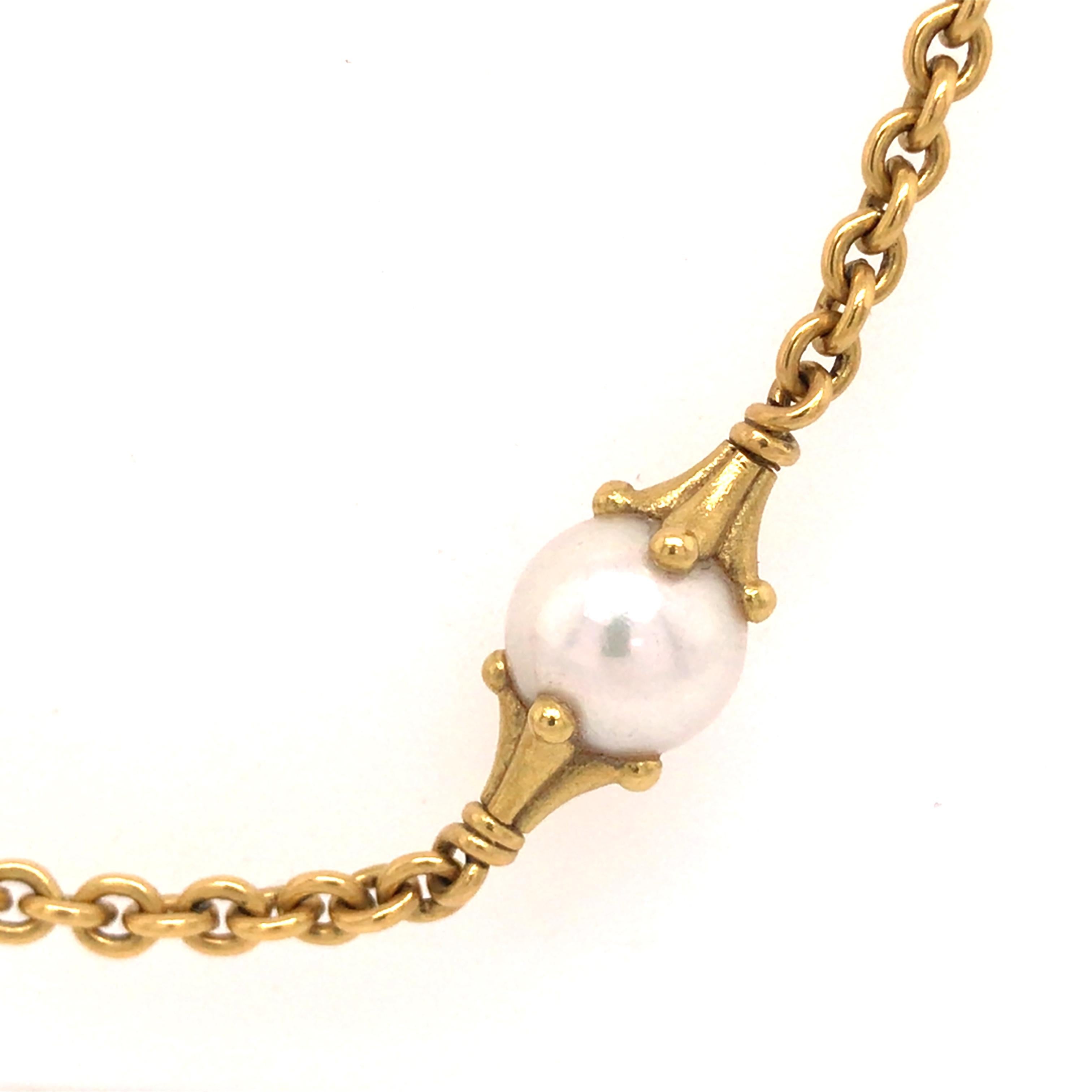 Morelli 18K Yellow Gold Pearl Station Necklace 1