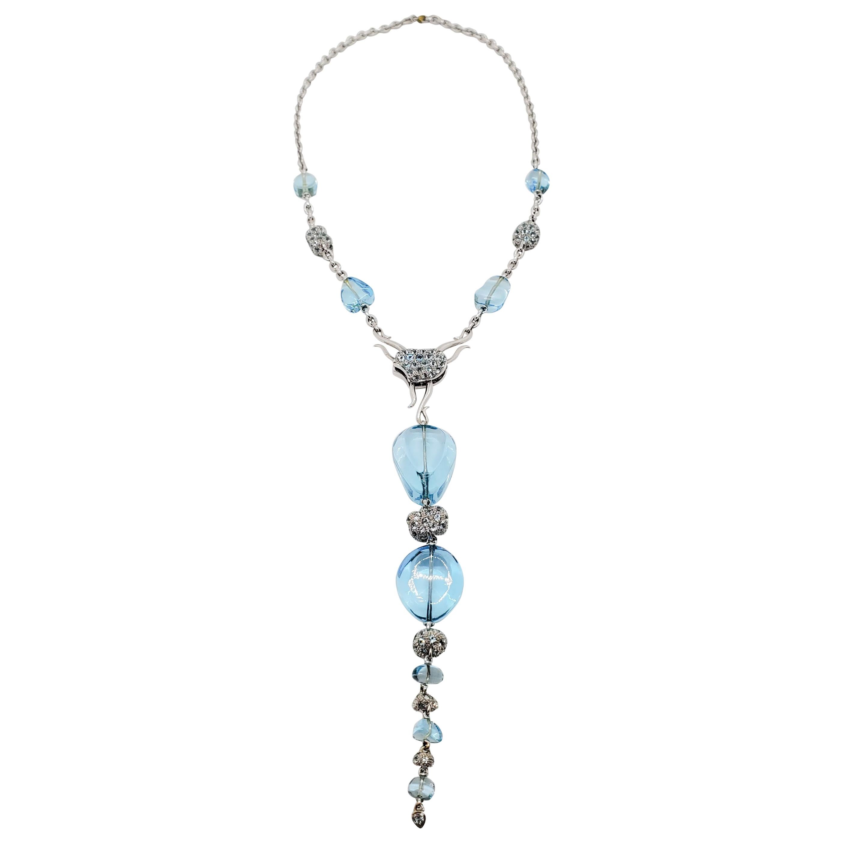 819 Carat Blue Topaz Tumbles Necklace For Sale at 1stDibs
