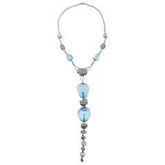 Morelli Blue Topaz Drop Necklace