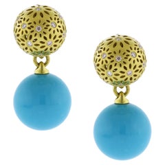 Morelli Turquoise and Diamond Drop Earrings