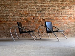 Moreno Chrome & Leather Lounge Chairs by Francois Scali & Alain Domingo for Nemo