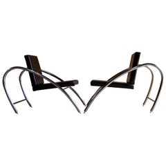 Moreno Chrome & Leather Lounge Chairs by Francois Scali & Alain Domingo for Nemo