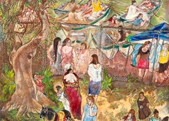 Central park A Pincas-Moreno Moreno Art contemporain peinture à l'huile nature portrait NY