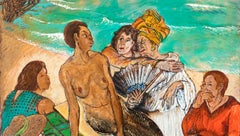 Sirène A Pincas-Moreno Moreno Art contemporain peinture à l'huile couleur poisson portrait mer