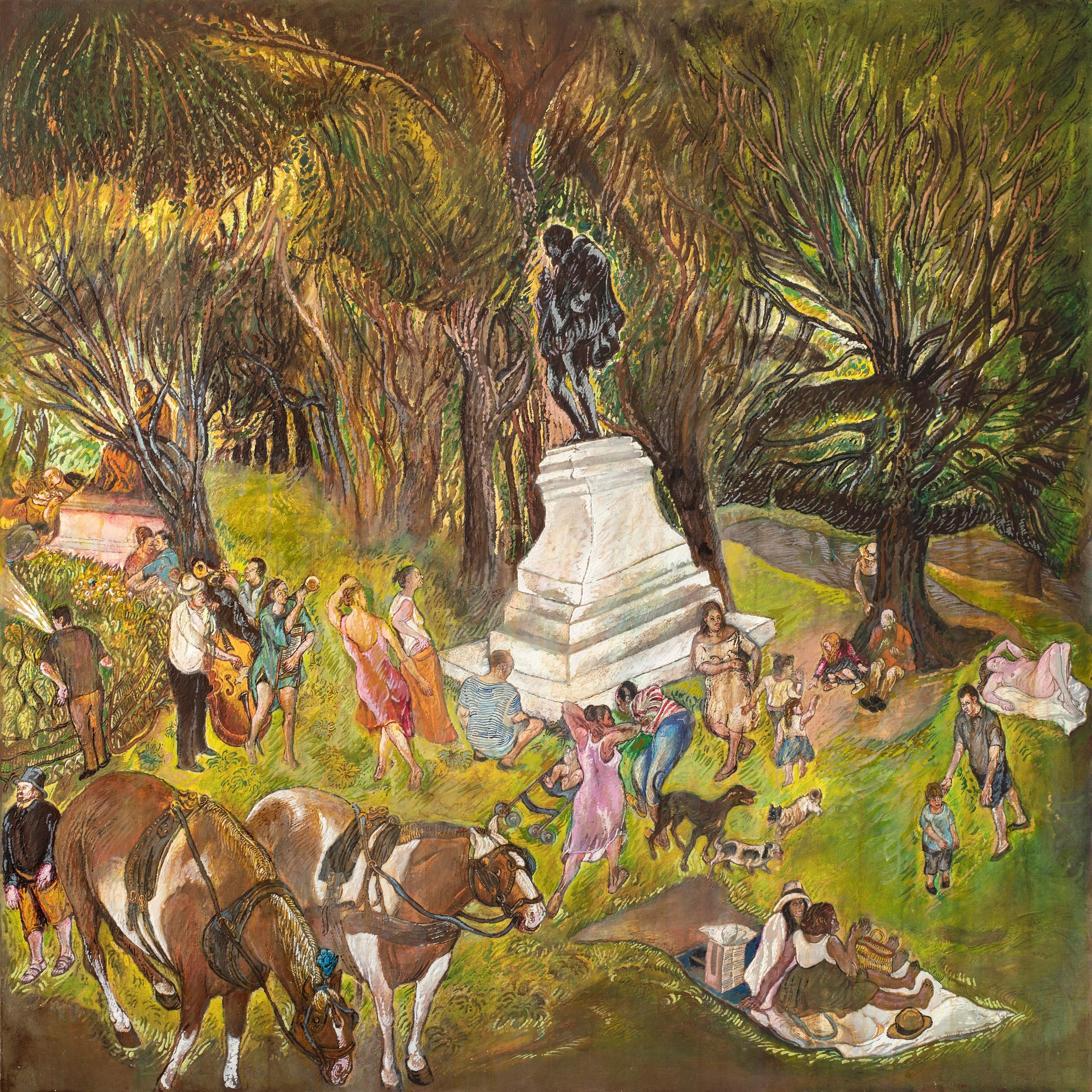Shakespeare in Central park Moreno Pincas Contemporary art oil paint NY nature 
