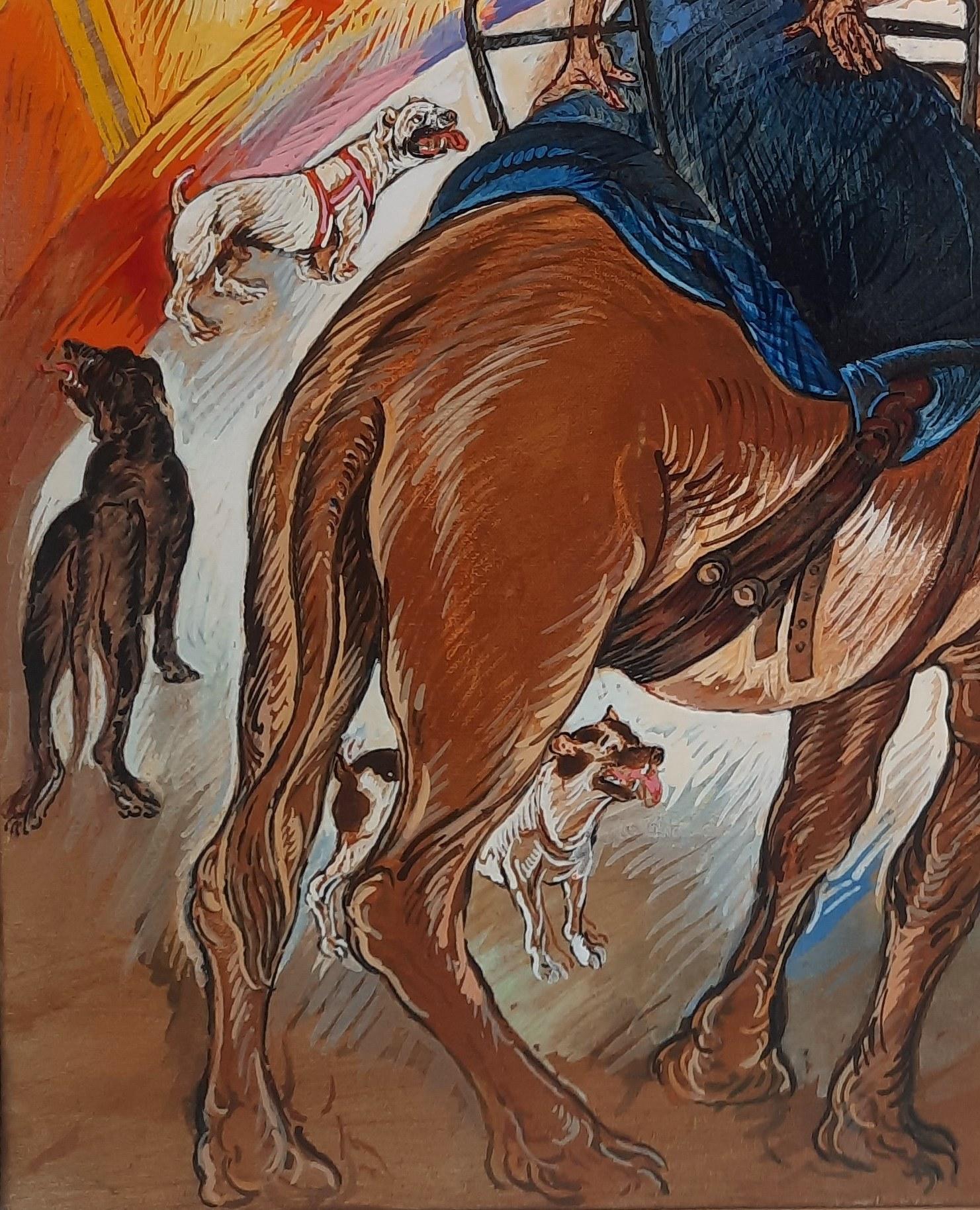 Il cammello Moreno Pincas Arte contemporanea pittura circo animale pastello scudiero in vendita 2