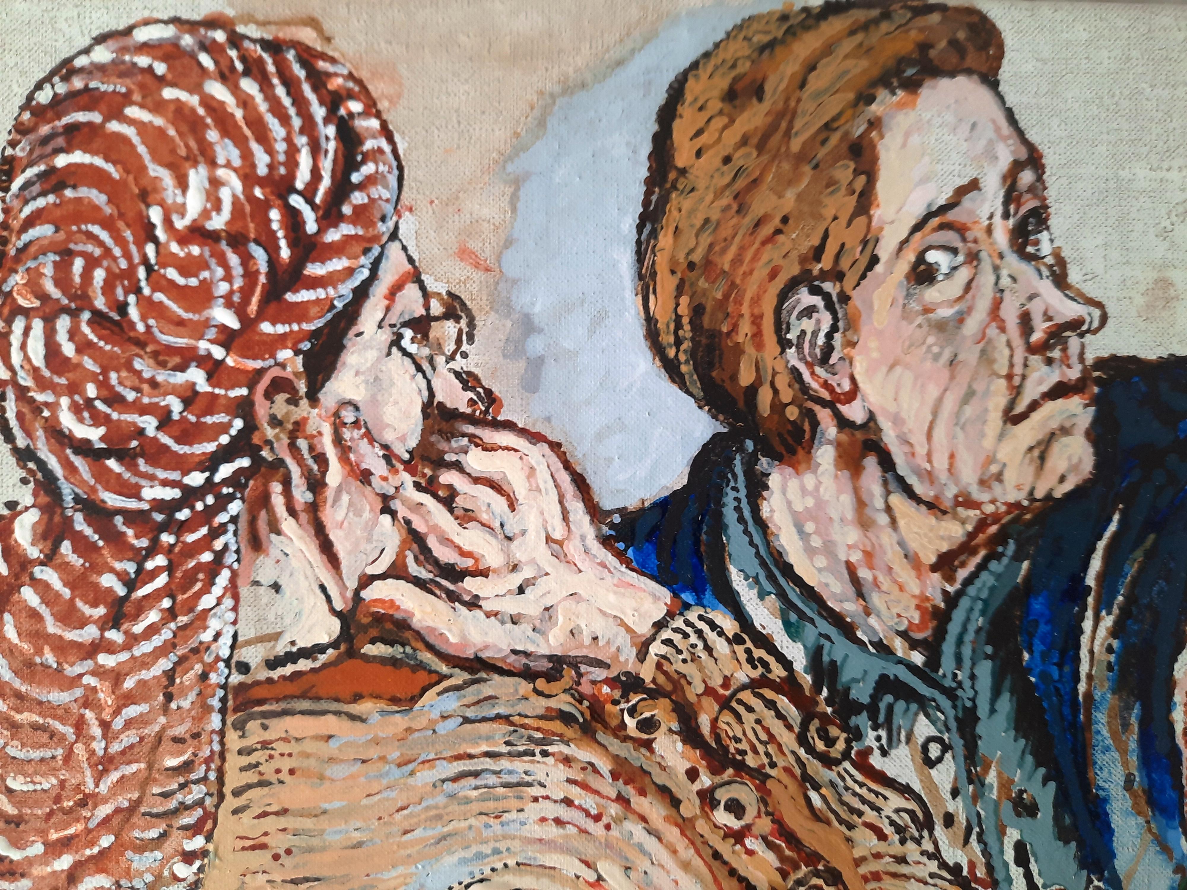Il turbante di Moreno Pincas Arte contemporanea pittura ritratto persone figurative in vendita 1