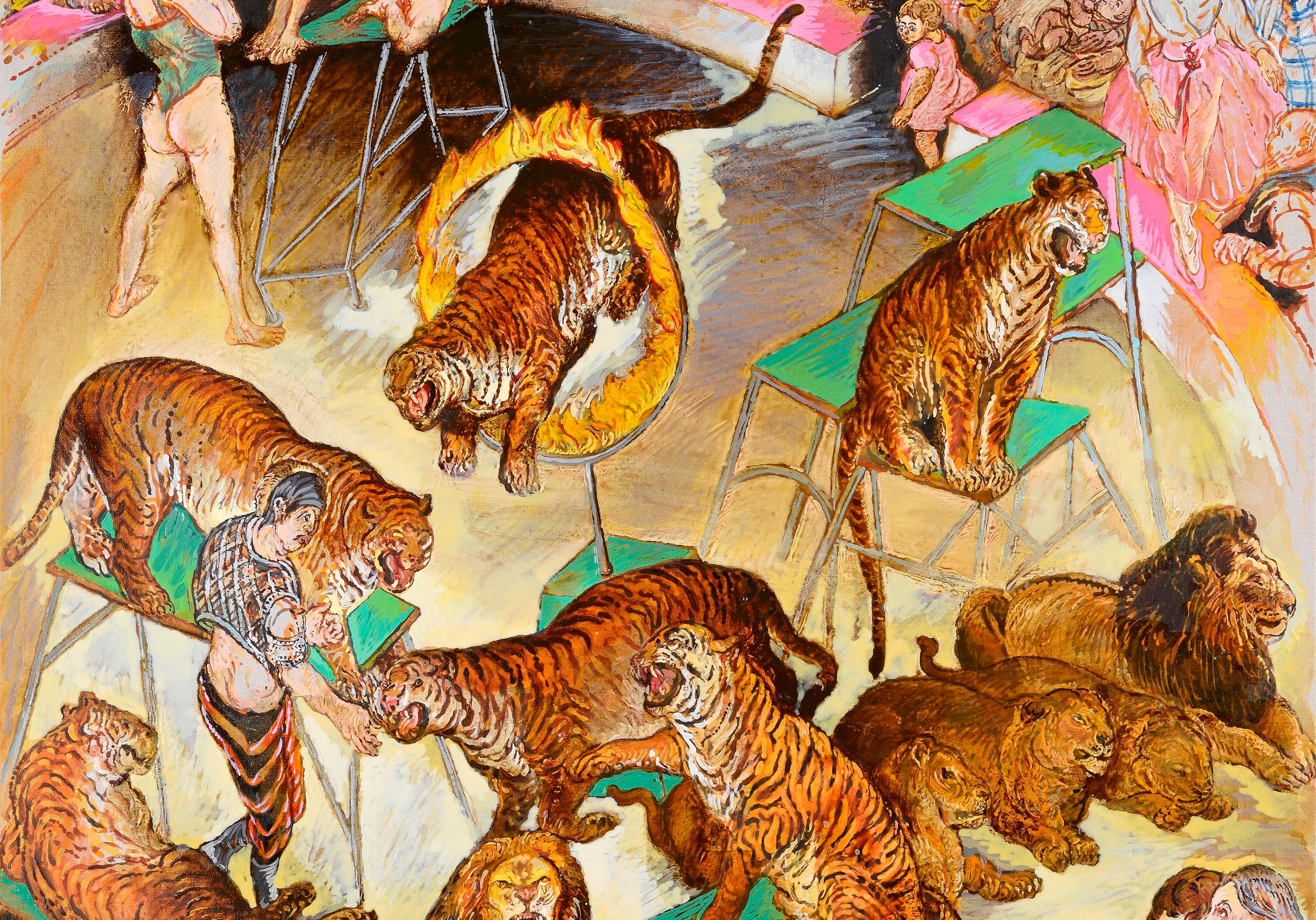 Wild animals Moreno Pincas Contemporary painting figurative art circus pastel 3