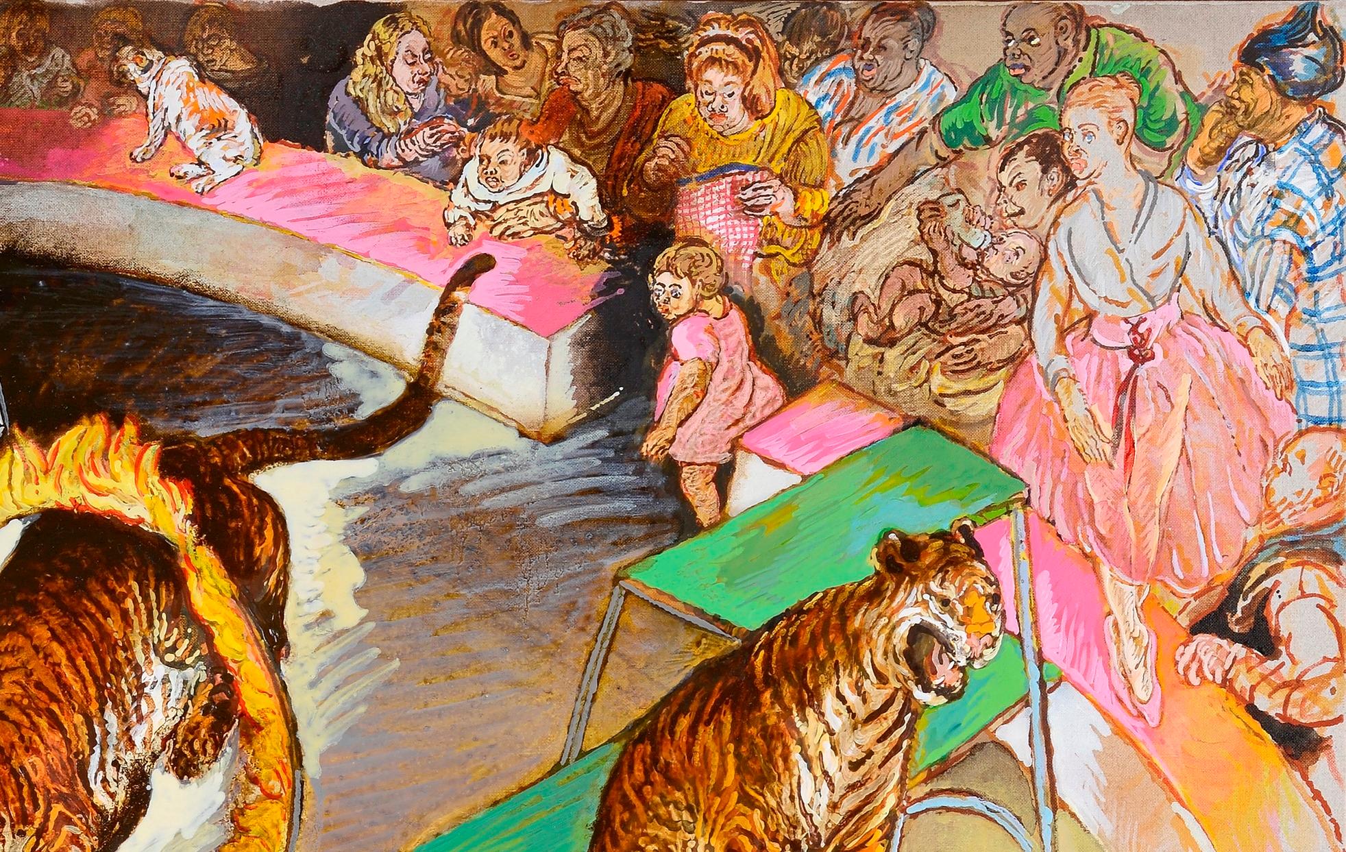 Wild animals Moreno Pincas Contemporary painting figurative art circus pastel 4