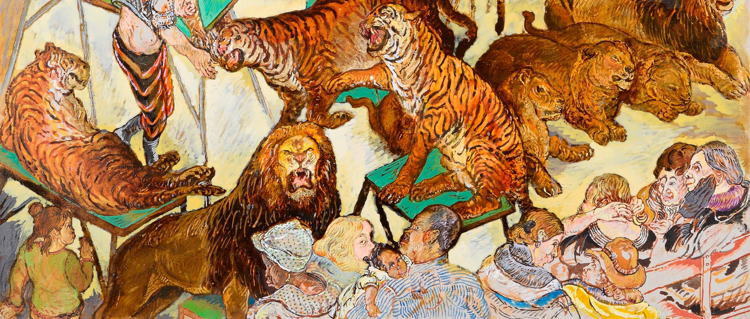 Wild animals Moreno Pincas Contemporary painting figurative art circus pastel 5