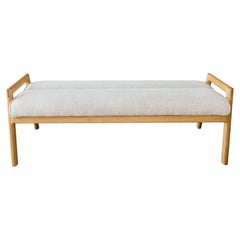 White Oak framed MORESBY Bench with custom upholstered seat