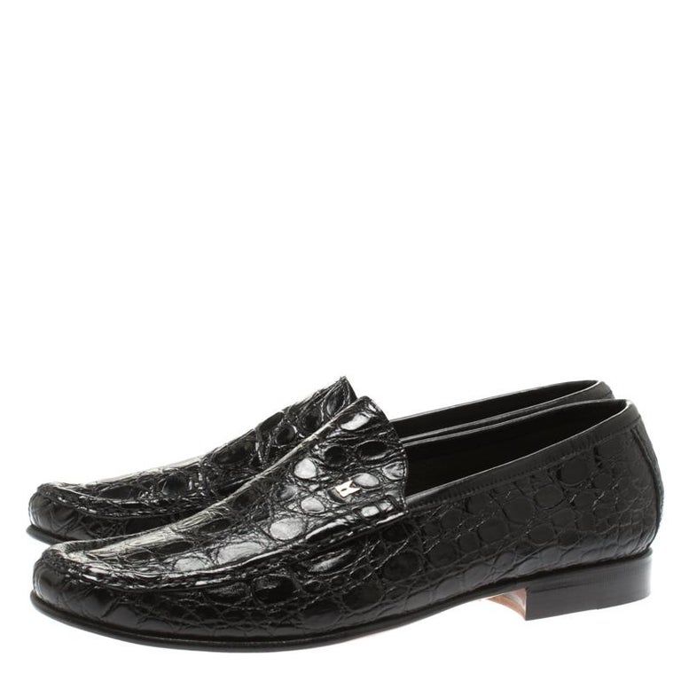 Moreschi Black Croc Leather Loafers Size 40 For Sale at 1stDibs ...