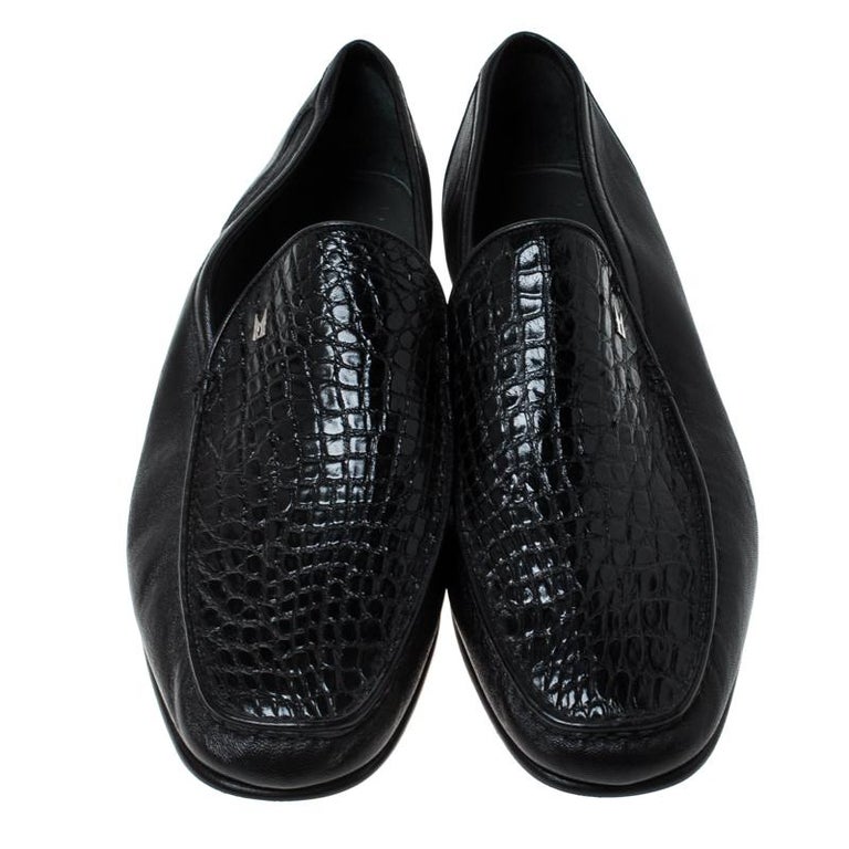 Moreschi Black Croc Leather Loafers Size 40.5 For Sale at 1stDibs | moreschi  crocodile shoes