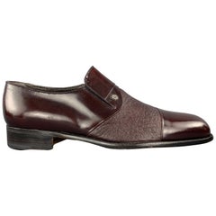 MORESCHI Size 7.5 Burgundy Mixed Leathers Dress Loafers