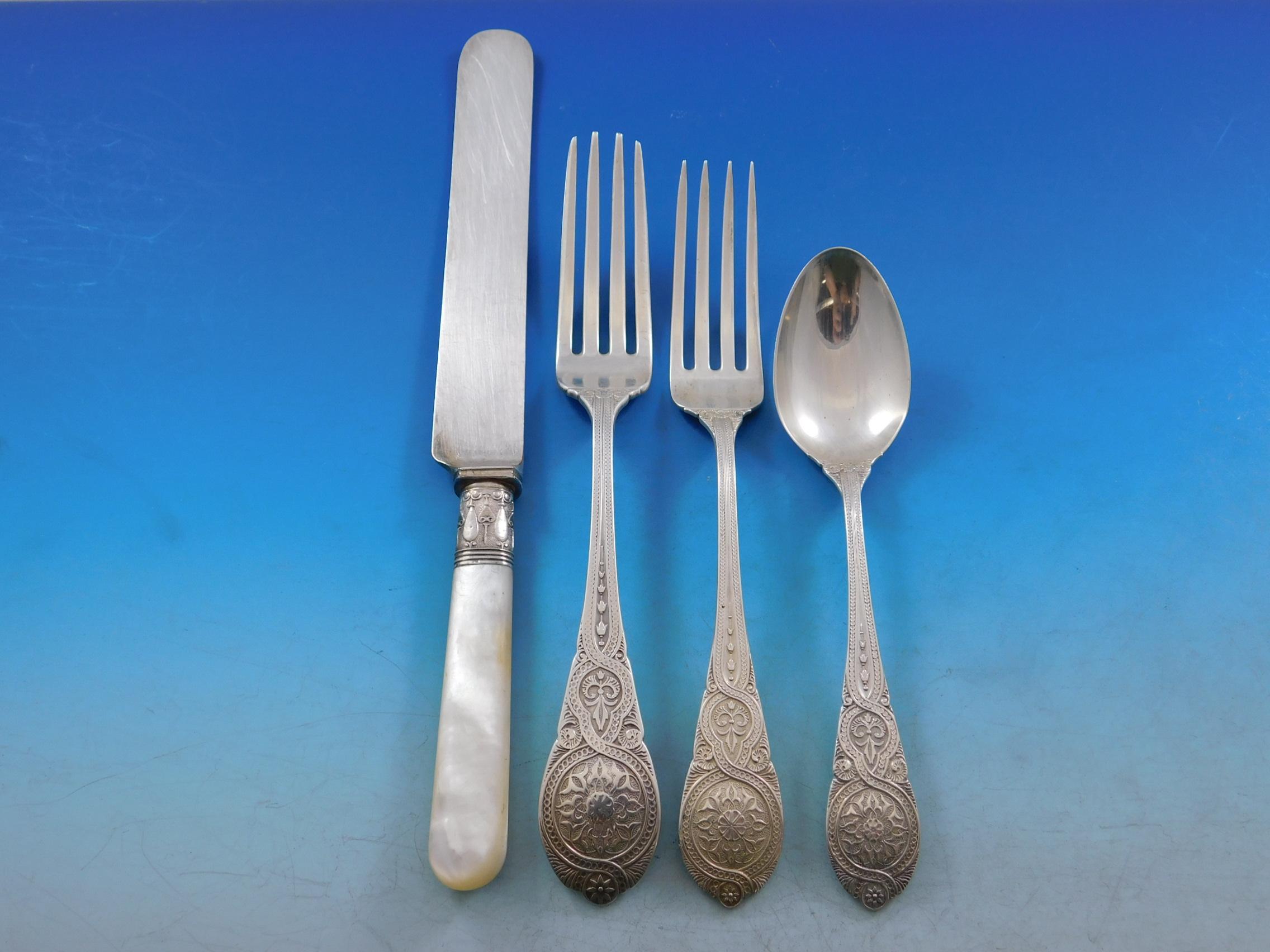 Moresque by Wendt Sterling Silver Flatware Set for 10 Service 82 Pieces Rare In Excellent Condition For Sale In Big Bend, WI