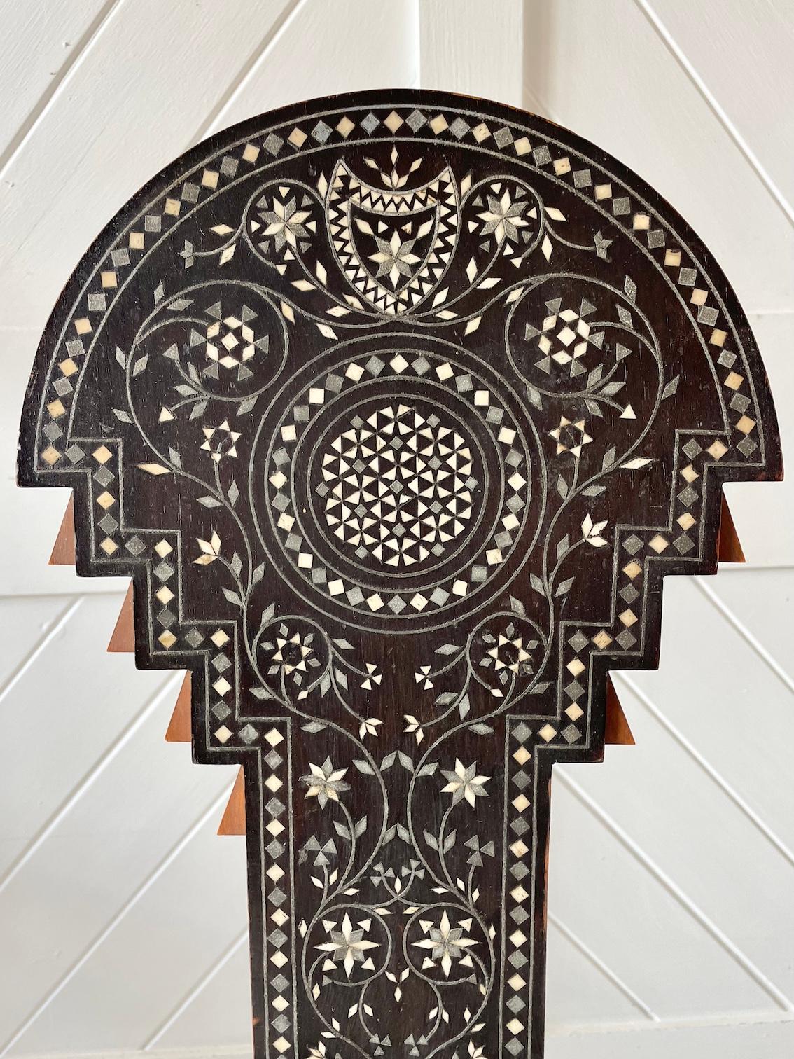 Italian Moresque Side Chair With  Metal Inlay Circa 1910