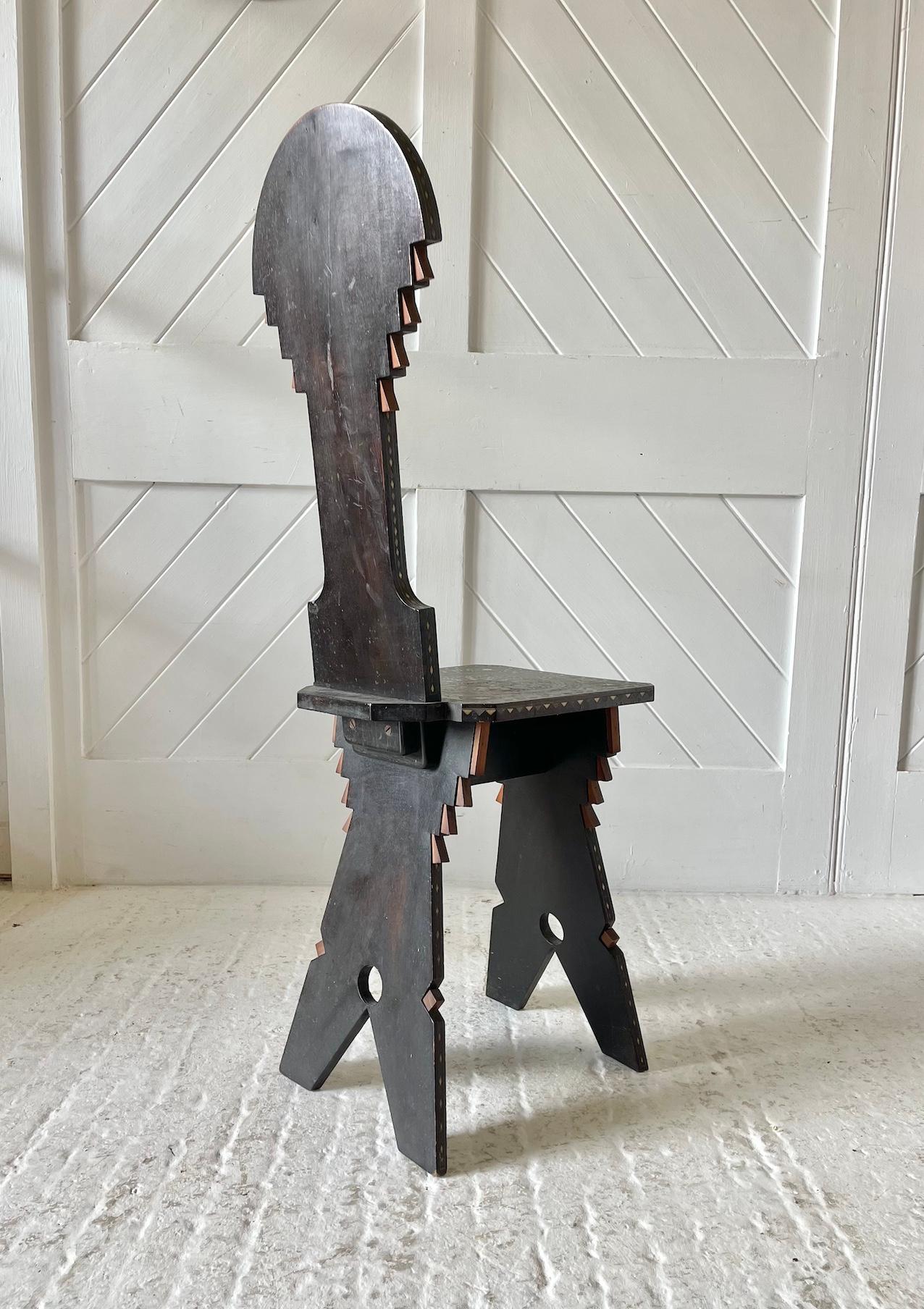 Beech Moresque Side Chair With  Metal Inlay Circa 1910