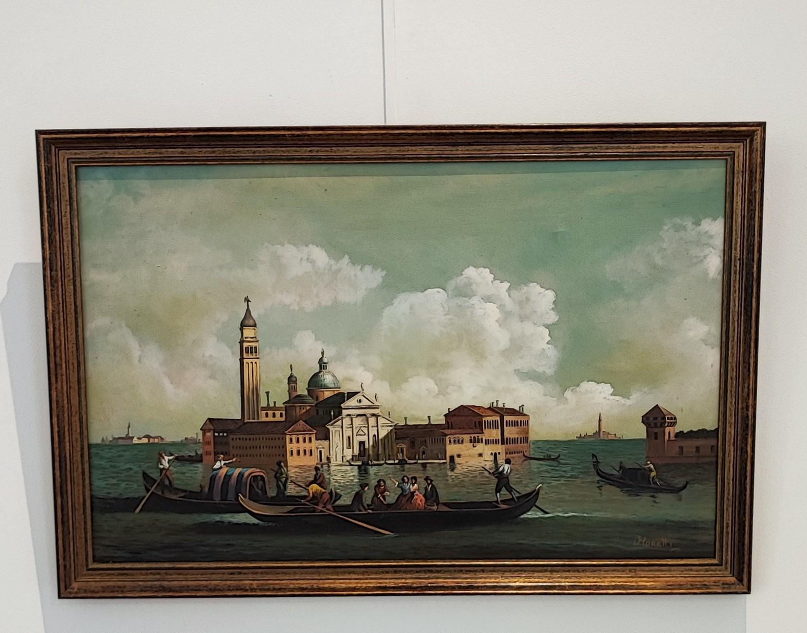 Lagoon vivant de Venise - Painting de Moretti