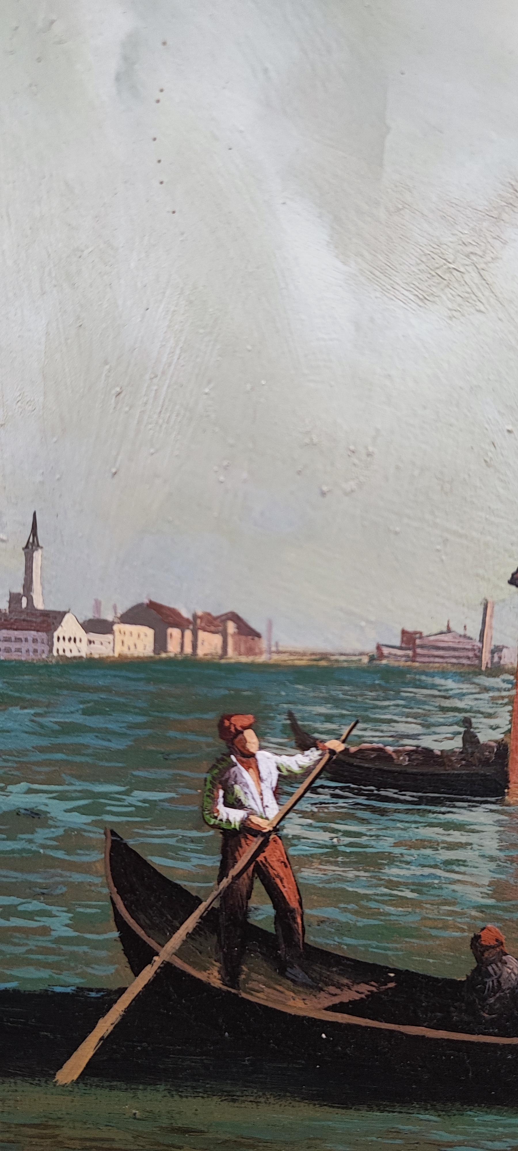Lively Venice Lagoon - Gray Landscape Painting by Moretti