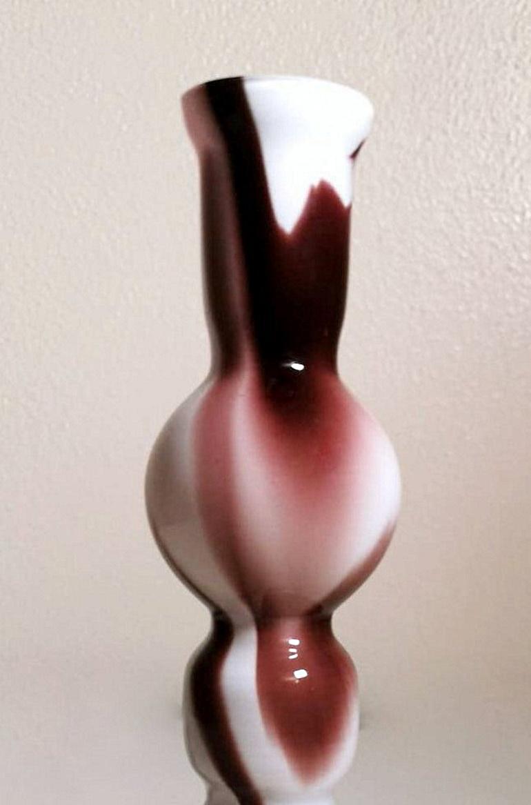 Hand-Crafted Moretti Carlo Murano Small Vase In Colored Opaline Glass For Sale
