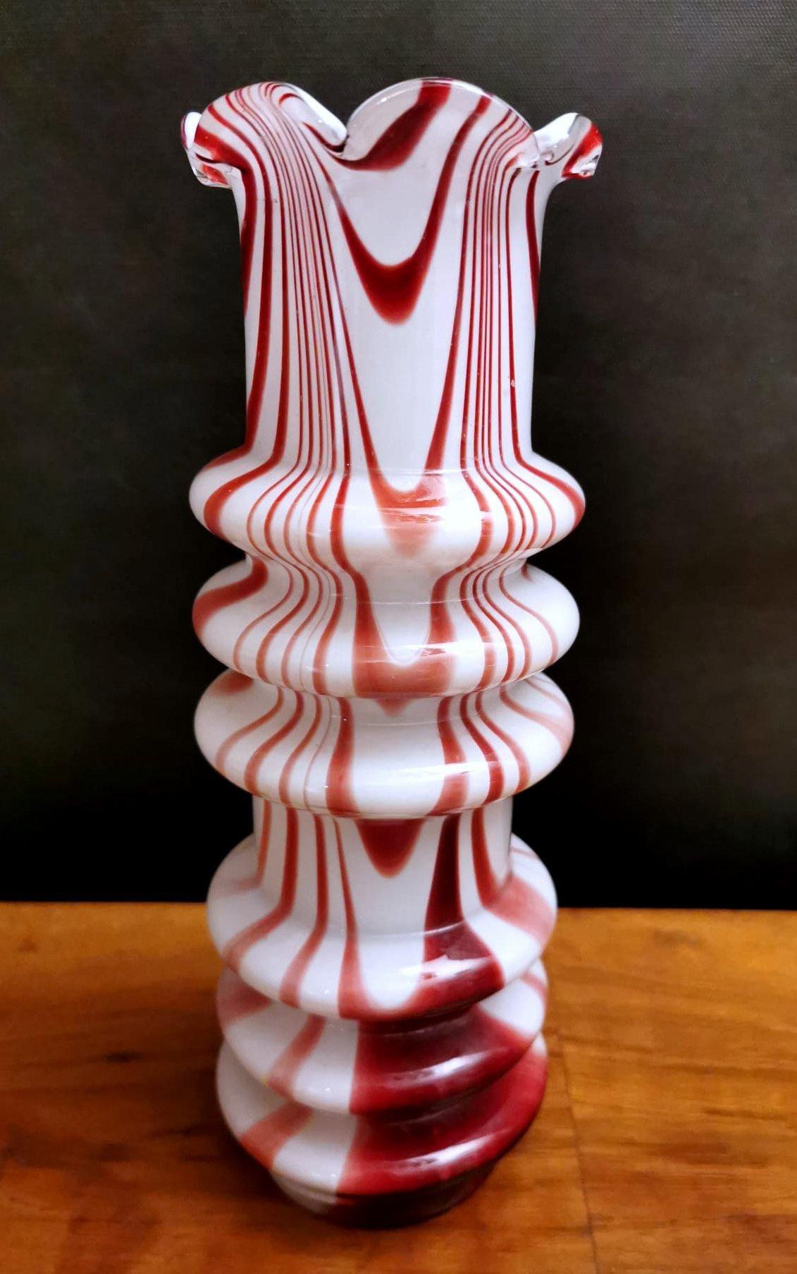 Modern Moretti Carlo Murano Vase in Colored Opaline Glass