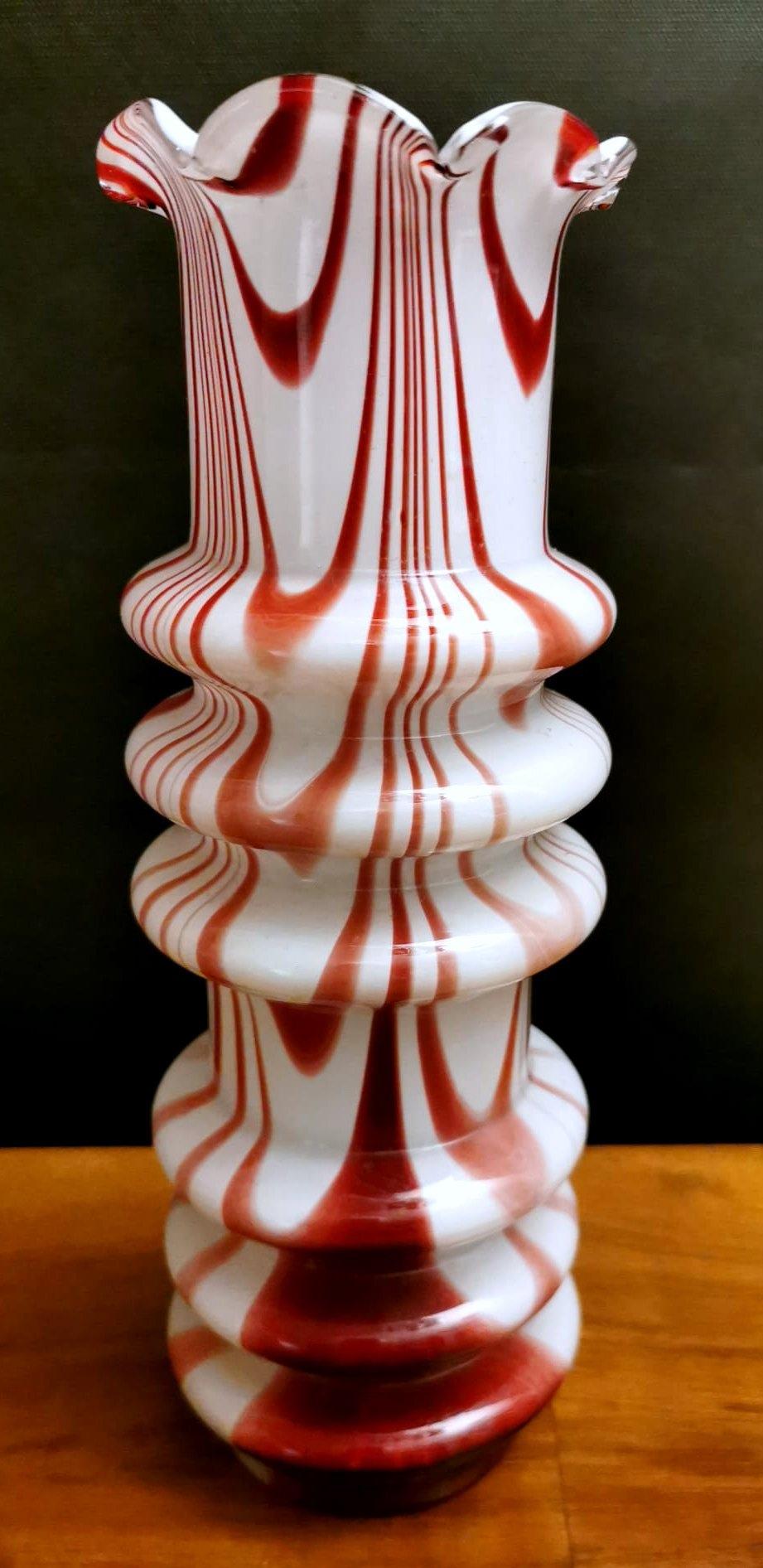 Italian Moretti Carlo Murano Vase in Colored Opaline Glass