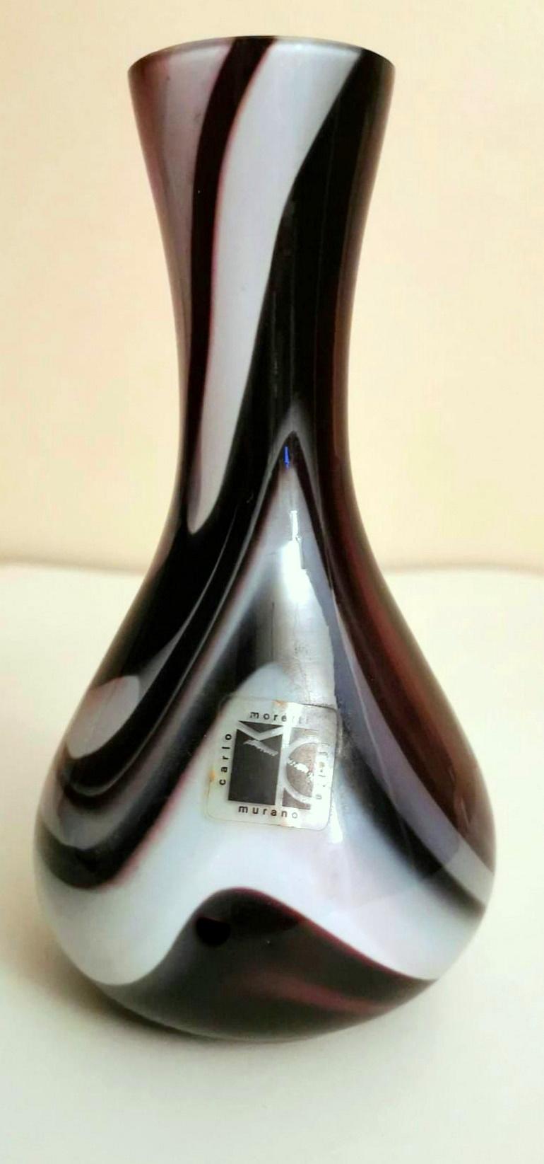 Italian Moretti Carlo Murano Vase in Colored Opaline Glass For Sale