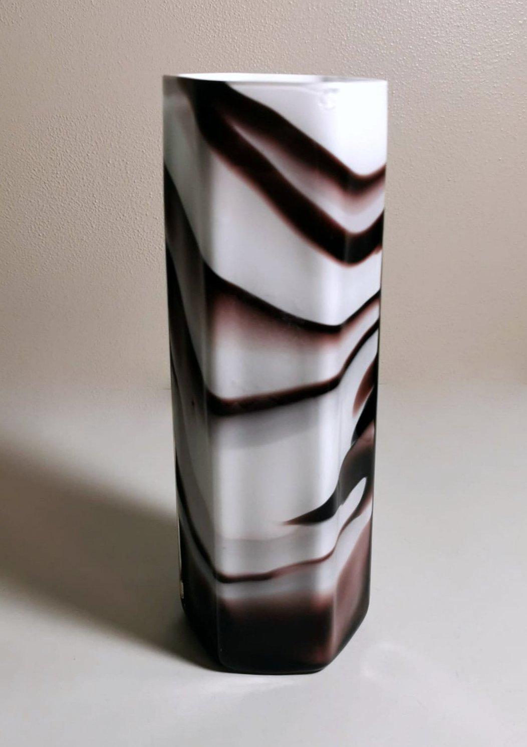 Italian Moretti Carlo Murano Vase In Colored Opaline Glass For Sale